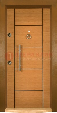 Коричневая входная дверь c МДФ панелью ЧД-13 в частный дом в Долгопрудном