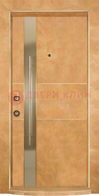 Коричневая входная дверь c МДФ панелью ЧД-20 в частный дом в Долгопрудном