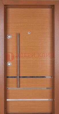 Коричневая входная дверь c МДФ панелью ЧД-31 в частный дом в Долгопрудном