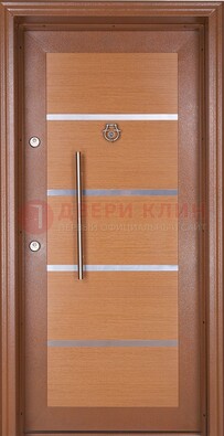 Коричневая входная дверь c МДФ панелью ЧД-33 в частный дом в Долгопрудном