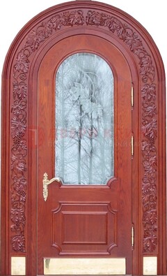 Толстая металлическая арочная дверь со стеклом ДА-20 в Долгопрудном