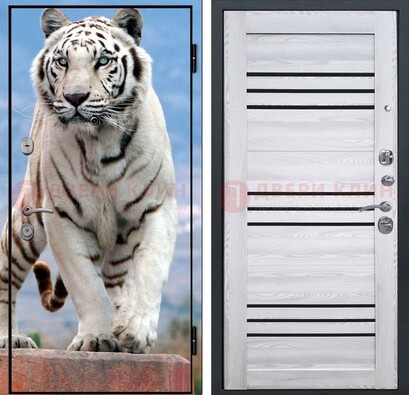 Стальная дверь с фотопечатью тигра ДФ-12 в Долгопрудном