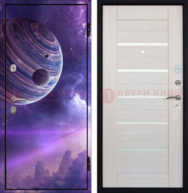 Стальная дверь с фотопечатью планеты ДФ-19 в Долгопрудном