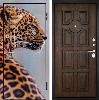 Металлическая дверь с фотопечатью леопарда ДФ-26 в Долгопрудном