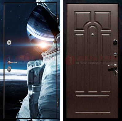 Стальная дверь с фотопечатью космонавта ДФ-4 в Долгопрудном