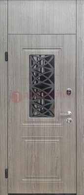 Металлическая дверь Винорит стекло и ковка с фрамугой ДФГ-33 в Долгопрудном