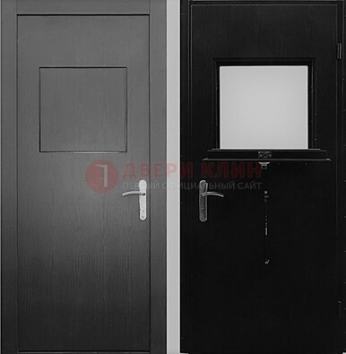 Черная стальная дверь в кассу ламинат внутри ДКС-3 в Долгопрудном