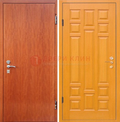 Оранжевая входная дверь с ламинатом МДФ внутри ДЛ-21 в Долгопрудном