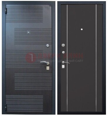 Темная металлическая дверь с МДФ ДМ-105 в деревянный дом в Долгопрудном