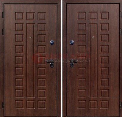 Коричневая железная дверь с МДФ снаружи ДМ-113 в Пензе