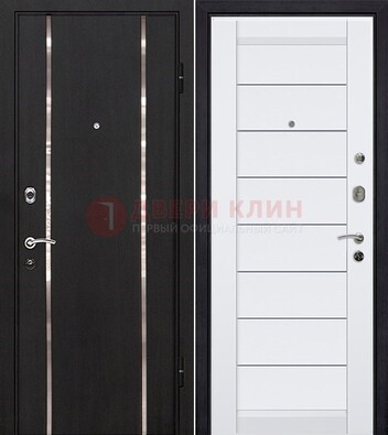 Черная входная дверь с МДФ и декоративными вставками ДМ-143 в Долгопрудном