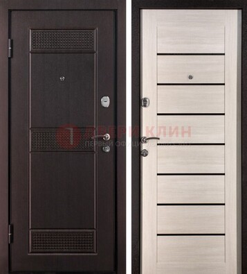 Темная стальная дверь с МДФ ДМ-147 для улицы в Долгопрудном