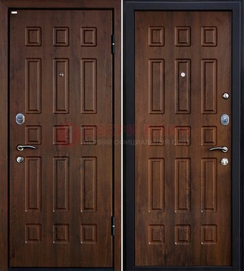 Коричневая металлическая дверь с МДФ ДМ-156 для квартиры в Долгопрудном