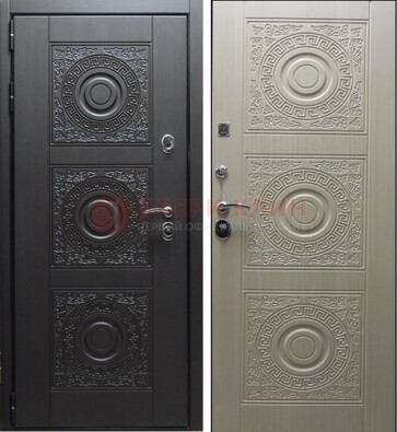 Темная стальная дверь с МДФ ДМ-161 для коттеджа в Долгопрудном