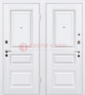 Белая металлическая дверь с МДФ ДМ-179 в Долгопрудном