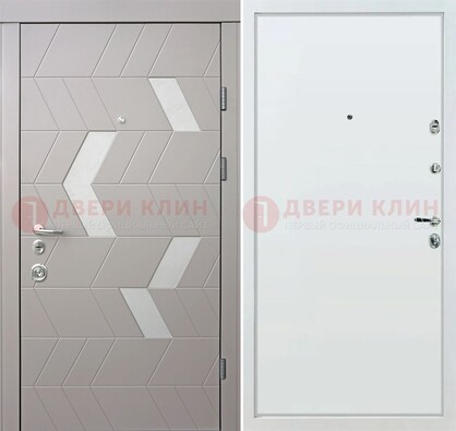Светлая металлическая дверь с терморазрывом и МДФ панелью ДМ-190 в Долгопрудном