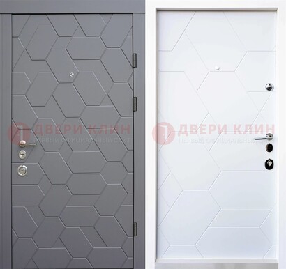 Серая стальная дверь с белой МДФ внутри ДМ-204 в Подольске