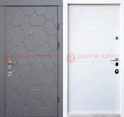 Серая стальная дверь с белой МДФ внутри ДМ-204 в Долгопрудном