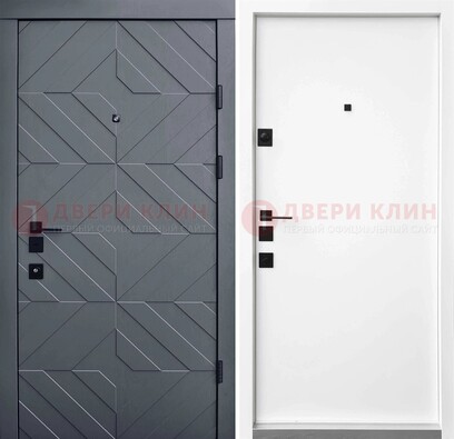 Темная уличная дверь с филенчатой МДФ внутри ДМ-205 в Долгопрудном