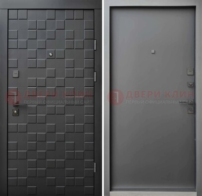 Темная стальная филенчатая дверь с МДФ ДМ-221 в Рязани