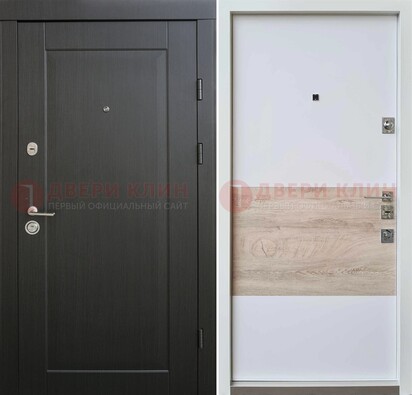 Черная металлическая дверь с белой МДФ внутри ДМ-230 в Долгопрудном