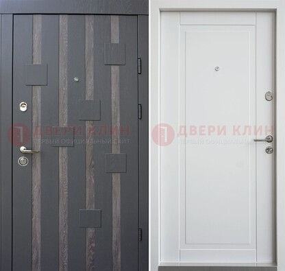 Темная металлическая дверь c белом МДФ внутри ДМ-231 в Долгопрудном