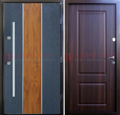 Современная входная дверь и с коричневой МДФ внутри ДМ-236 в Долгопрудном