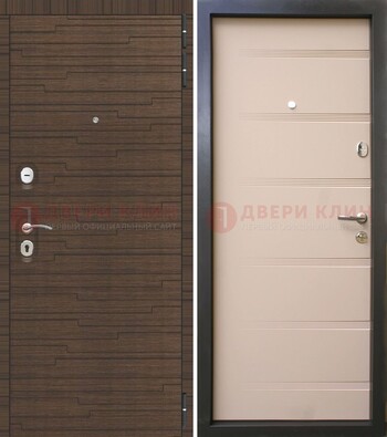 Коричневая  железная дверь c фрезерованной МДФ ДМ-248 в Долгопрудном