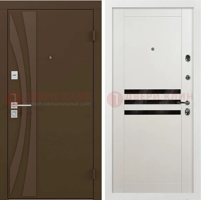 Стальная коричневая дверь с МДФ панелями ДМ-293 в Долгопрудном