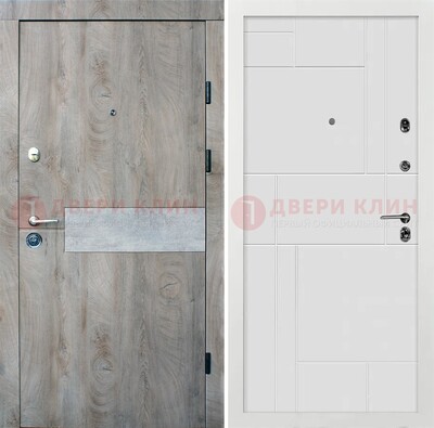 Серая металлическая дверь с белой МДФ внутри ДМ-297 в Долгопрудном