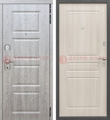 Железная серая дверь со светлой МДФ ДМ-302 в Долгопрудном
