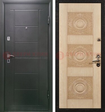 Темная железная дверь с МДФ в квартиру ДМ-344 в Долгопрудном