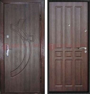 Коричневая железная дверь с МДФ и узором ДМ-345 в Долгопрудном