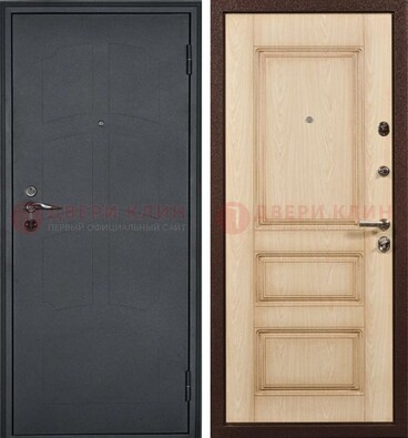 Черная металлическая дверь с МДФ ДМ-348 в Долгопрудном