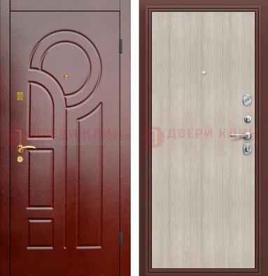 Красная металлическая дверь с МДФ панелями ДМ-368 в Долгопрудном