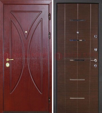 Темно-красная железная дверь с МДФ ДМ-370 в Люберцах