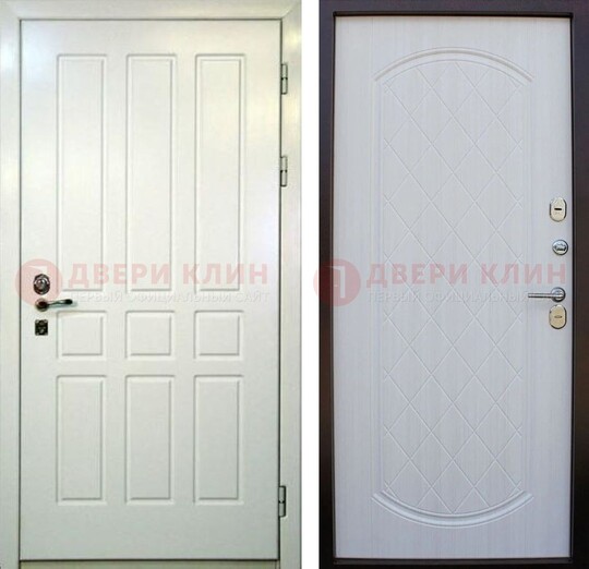 Белая стальная дверь с МДФ в квартиру ДМ-378