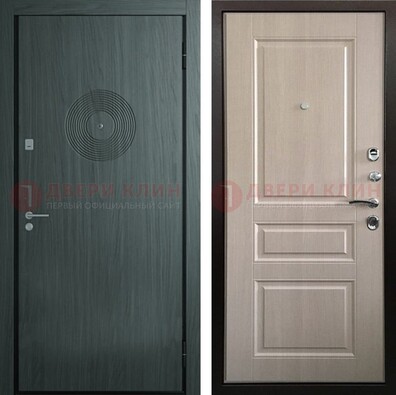 Темная железная дверь с МДФ панелями в квартиру ДМ-389 в Долгопрудном