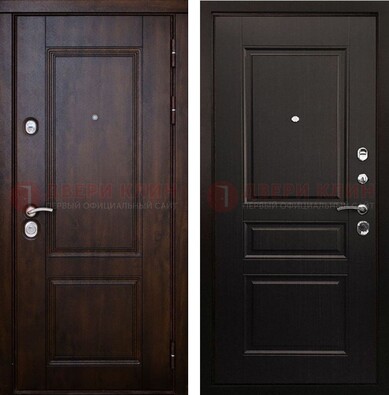 Классическая железная дверь с темными МДФ панелями ДМ-390 в Долгопрудном