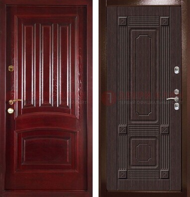 Красная стальная дверь с филенчатой МДФ ДМ-398 в Долгопрудном