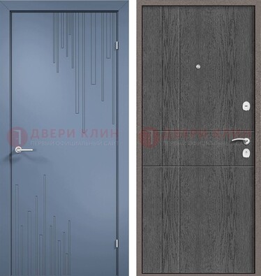Синяя металлическая дверь МДФ в квартиру ДМ-434 в Долгопрудном