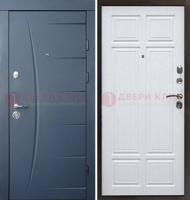 Темно-синяя стальная дверь МДФ белая внутри ДМ-435 в Павловском Посаде