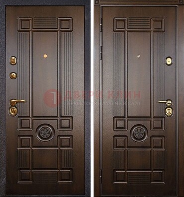 Квартирная коричневая железная дверь с МДФ ДМ-45 в Долгопрудном