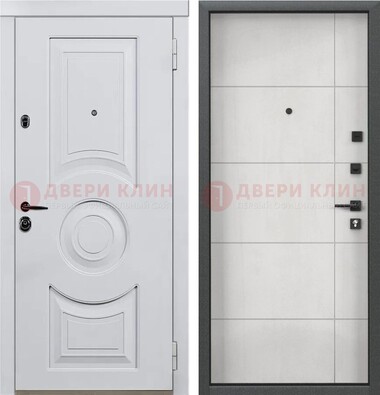 Белая железная дверь с МДФ в квартиру ДМ-463 в Долгопрудном