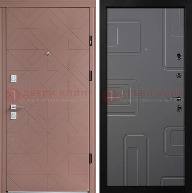 Красная стальная дверь в квартиру с МДФ хайтек ДМ-493 в Долгопрудном