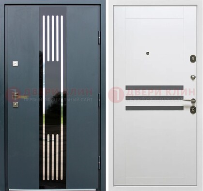 Темная квартирная дверь с разными МДФ ДМ-504 в Долгопрудном