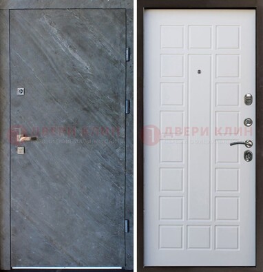 Железная дверь с МДФ серая и белая ДМ-505 в Долгопрудном
