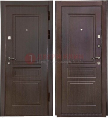 Антивандальная коричневая железная дверь с МДФ ДМ-61 в Долгопрудном
