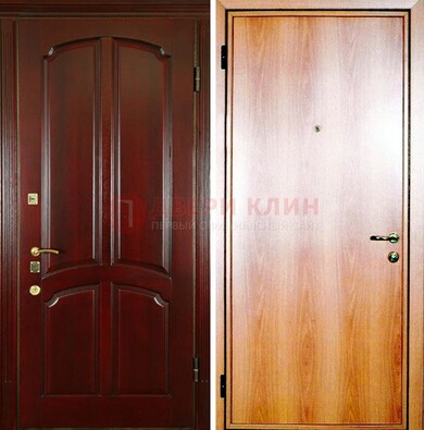 Темная железная дверь с массивом дуба ДМД-13 в Брянске
