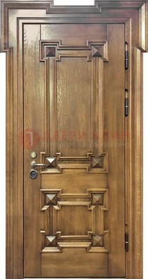 Филенчатая железная дверь с массивом дуба ДМД-56 в Долгопрудном